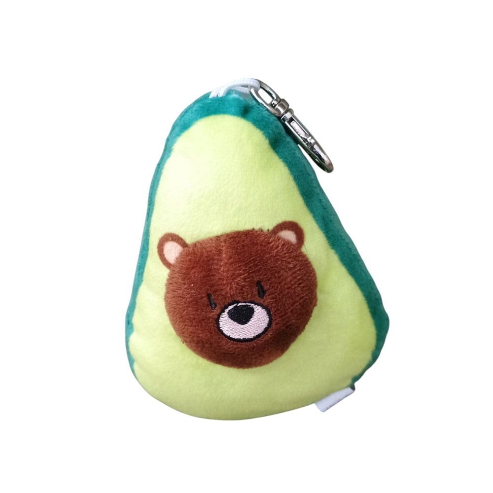 ABC Plush Avocado Keychain with Bear Design Backpack Accessory Stuffed Animal 5"